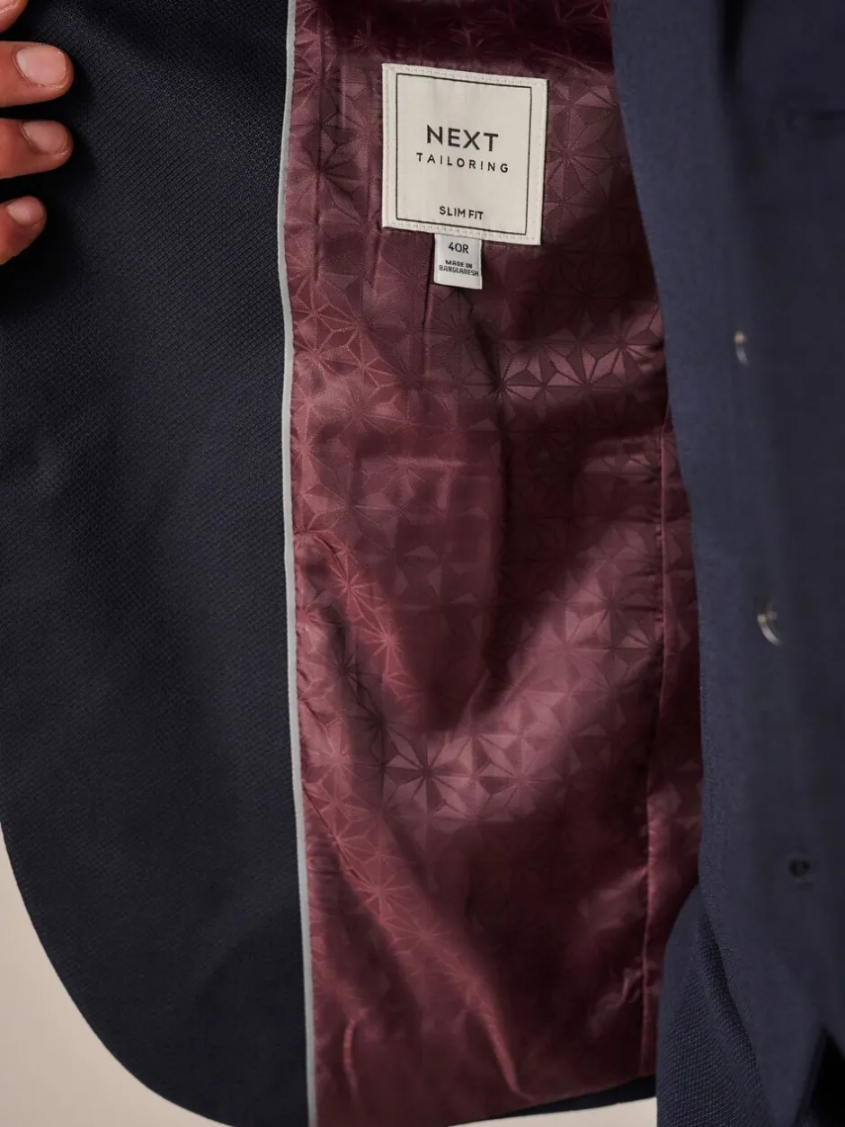 Blazers En Business-Jasjes|Pakken*Next Donkerblauw - Slim Fit - Kostuum met textuur: colbert