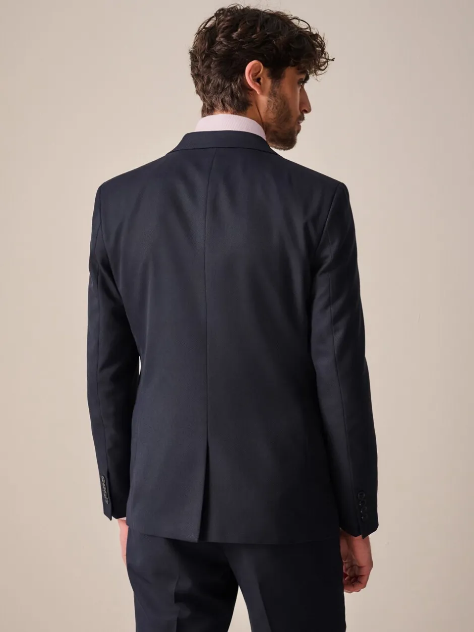 Blazers En Business-Jasjes|Pakken*Next Donkerblauw - Slim Fit - Kostuum met textuur: colbert