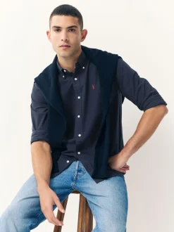 Shirts|Next Donkerblauw - Slim Fit - Oxford-hemd met lange mouwen
