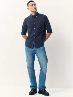 Shirts|Next Donkerblauw - Slim Fit - Oxford-hemd met lange mouwen