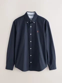 Shirts|Next Donkerblauw - Slim Fit - Oxford-hemd met lange mouwen