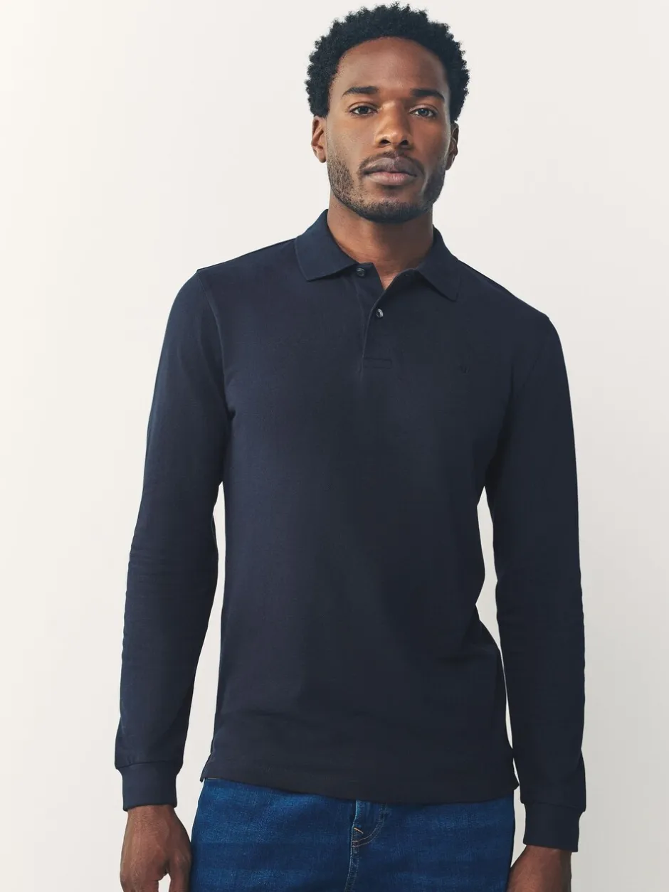 Poloshirts*Next - Slim Fit - Piqué polo met lange mouwen Donkerblauw