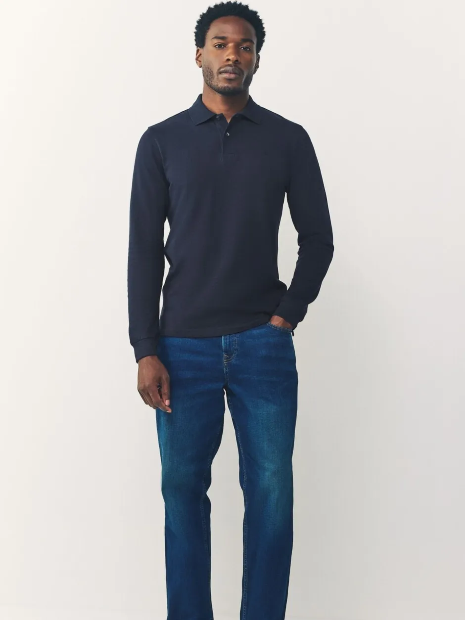 Poloshirts*Next - Slim Fit - Piqué polo met lange mouwen Donkerblauw
