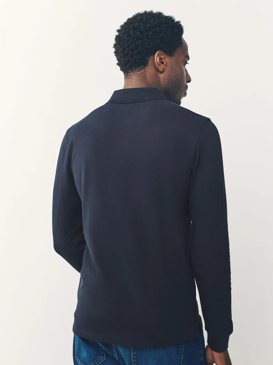 Poloshirts*Next - Slim Fit - Piqué polo met lange mouwen Donkerblauw