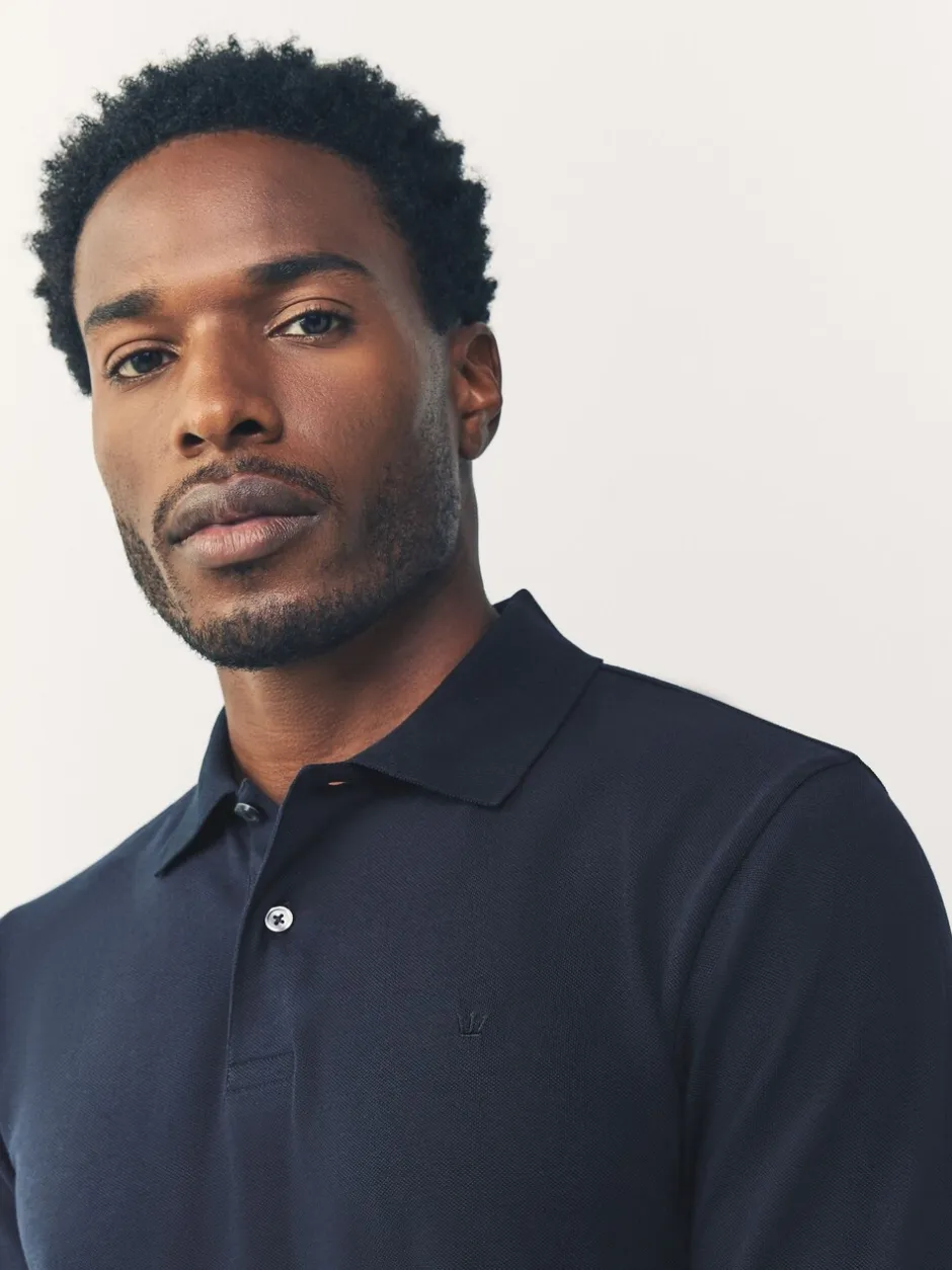 Poloshirts*Next - Slim Fit - Piqué polo met lange mouwen Donkerblauw