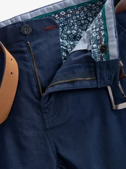 Broeken En Chino's|Next - Slim Fit - Zachte chino met riem Donkerblauw