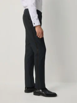Smokings En Feestkleding*Next Donkerblauw - Slim Fit Jacquard Pattern Tuxedo Suit Trousers