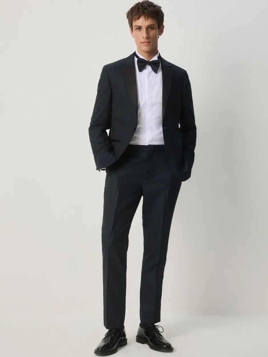 Smokings En Feestkleding*Next Donkerblauw - Slim Fit Jacquard Pattern Tuxedo Suit Trousers