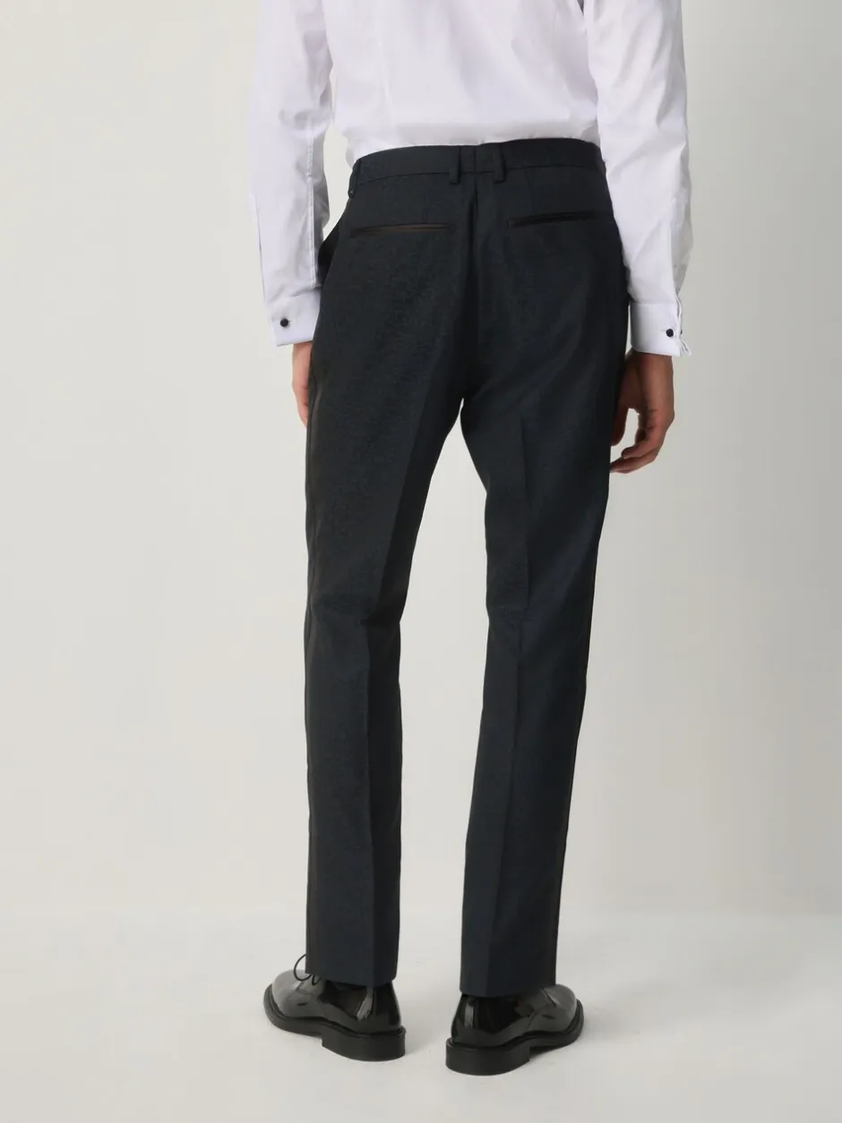 Smokings En Feestkleding*Next Donkerblauw - Slim Fit Jacquard Pattern Tuxedo Suit Trousers