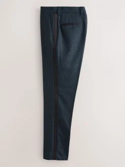 Smokings En Feestkleding*Next Donkerblauw - Slim Fit Jacquard Pattern Tuxedo Suit Trousers