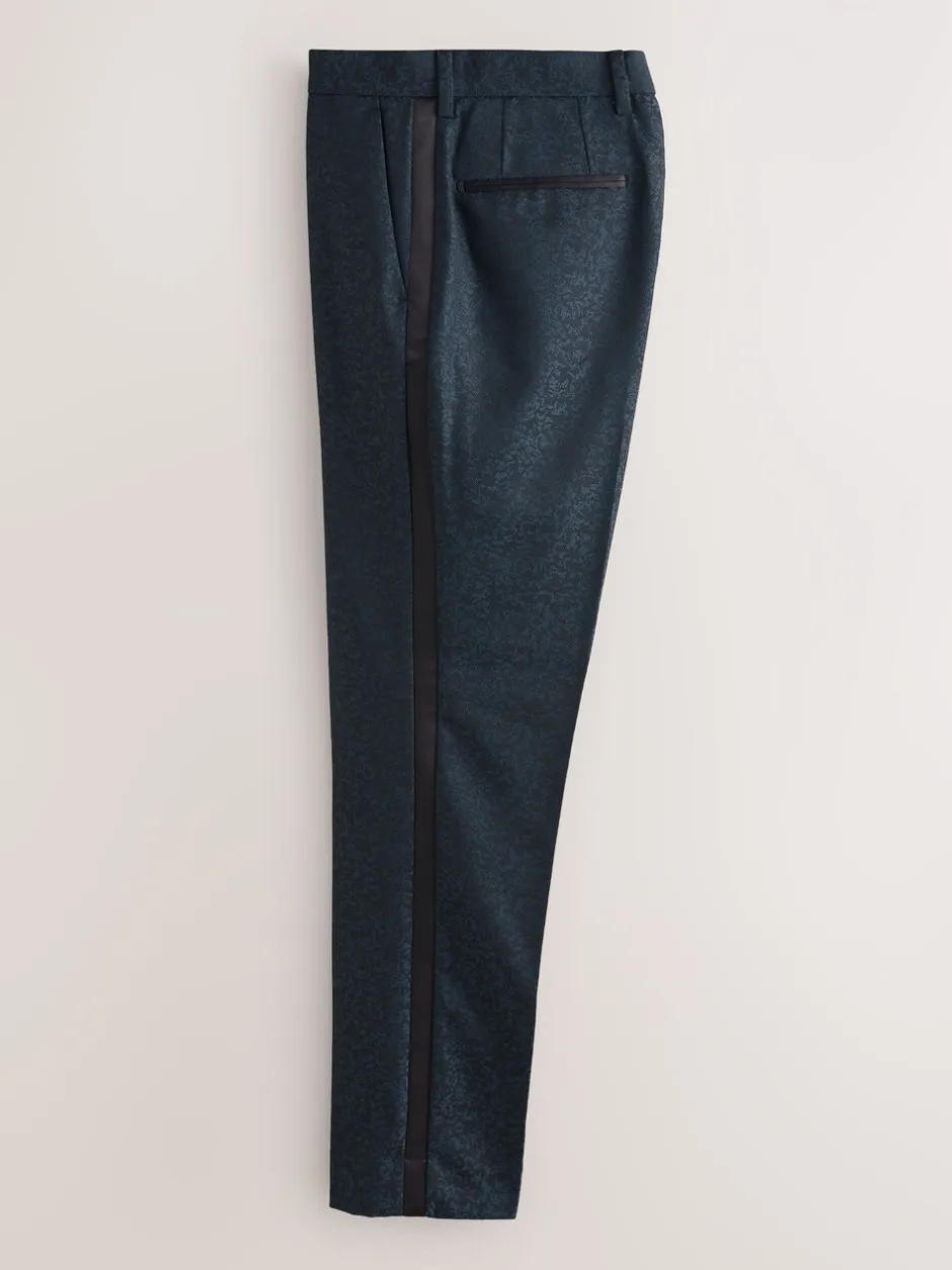 Smokings En Feestkleding*Next Donkerblauw - Slim Fit Jacquard Pattern Tuxedo Suit Trousers