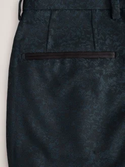 Smokings En Feestkleding*Next Donkerblauw - Slim Fit Jacquard Pattern Tuxedo Suit Trousers