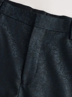 Smokings En Feestkleding*Next Donkerblauw - Slim Fit Jacquard Pattern Tuxedo Suit Trousers