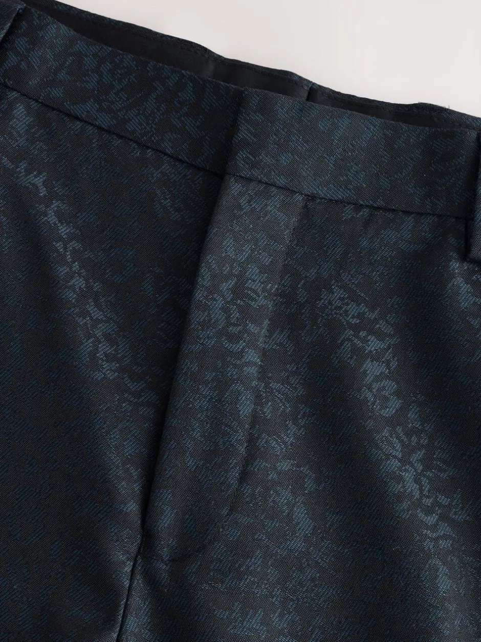 Smokings En Feestkleding*Next Donkerblauw - Slim Fit Jacquard Pattern Tuxedo Suit Trousers