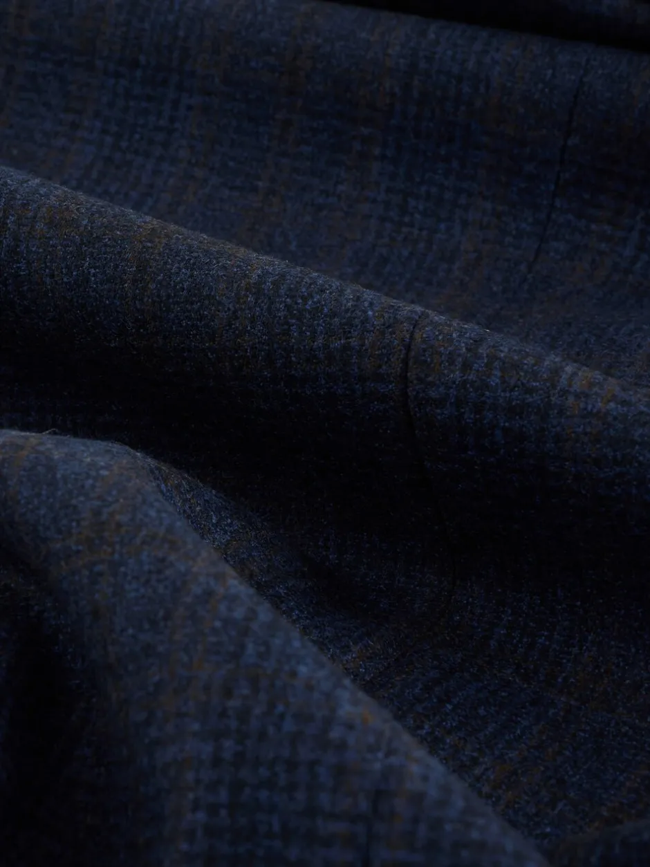 Pakken*Next Donkerblauw - Slim-fit Signature Marzotto 100% Italiaans wollen geruit colbert