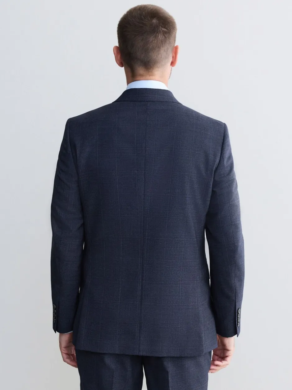 Blazers En Business-Jasjes|Pakken|Next Donkerblauw - Slim-fit Signature Marzotto 100% Italiaans wollen geruit colbert