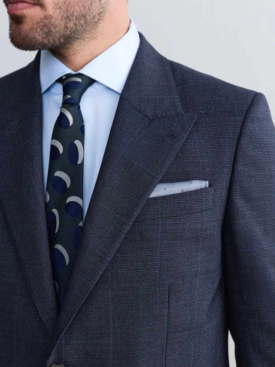 Blazers En Business-Jasjes|Pakken|Next Donkerblauw - Slim-fit Signature Marzotto 100% Italiaans wollen geruit colbert