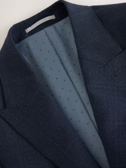 Blazers En Business-Jasjes|Pakken|Next Donkerblauw - Slim-fit Signature Marzotto 100% Italiaans wollen geruit colbert