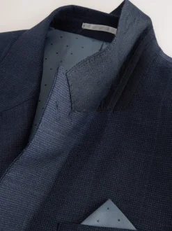Blazers En Business-Jasjes|Pakken|Next Donkerblauw - Slim-fit Signature Marzotto 100% Italiaans wollen geruit colbert