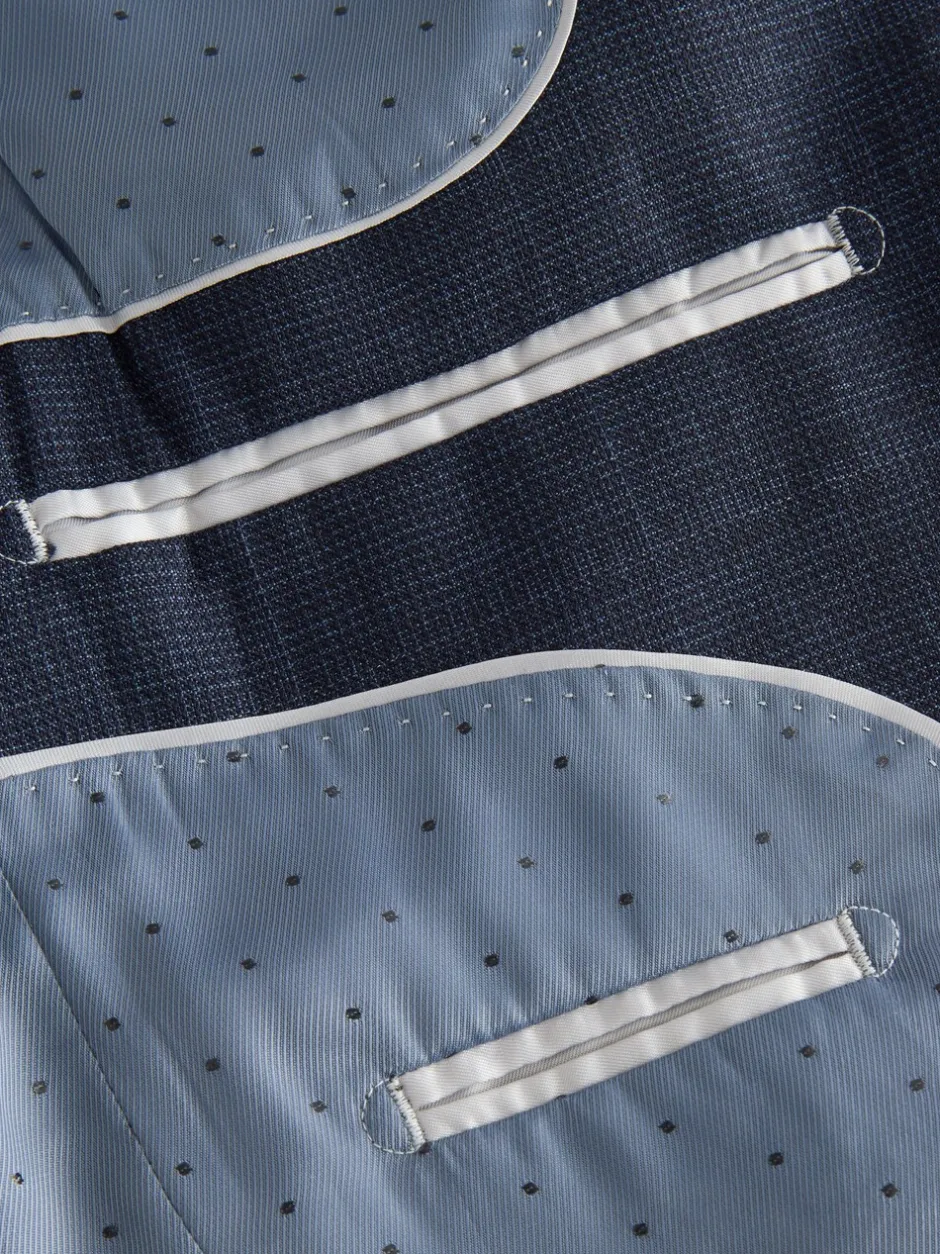 Blazers En Business-Jasjes|Pakken|Next Donkerblauw - Slim-fit Signature Marzotto 100% Italiaans wollen geruit colbert