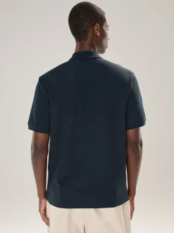 Poloshirts*Next - Smart poloshirt met textuur en rits Donkerblauw