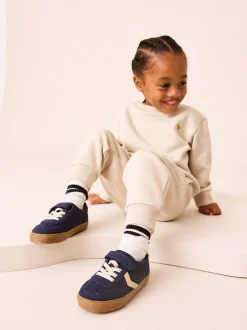 Sneakers*Next Donkerblauw - Sneakers met klittenbandsluiting en elastische veters