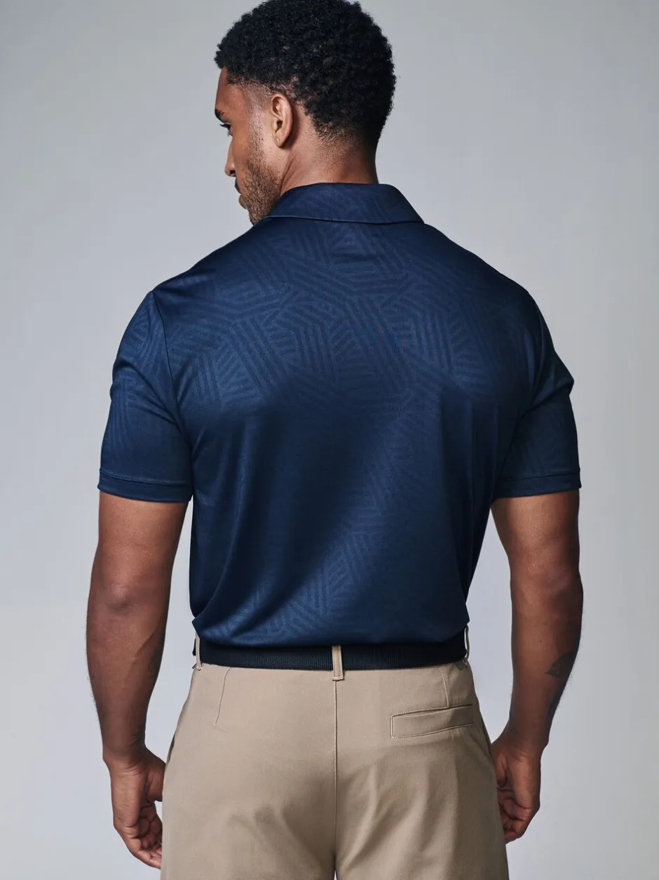 Poloshirts|Next - Sportief jacquard golfpoloshirt Donkerblauw