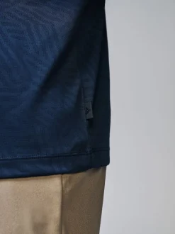 Poloshirts|Next - Sportief jacquard golfpoloshirt Donkerblauw