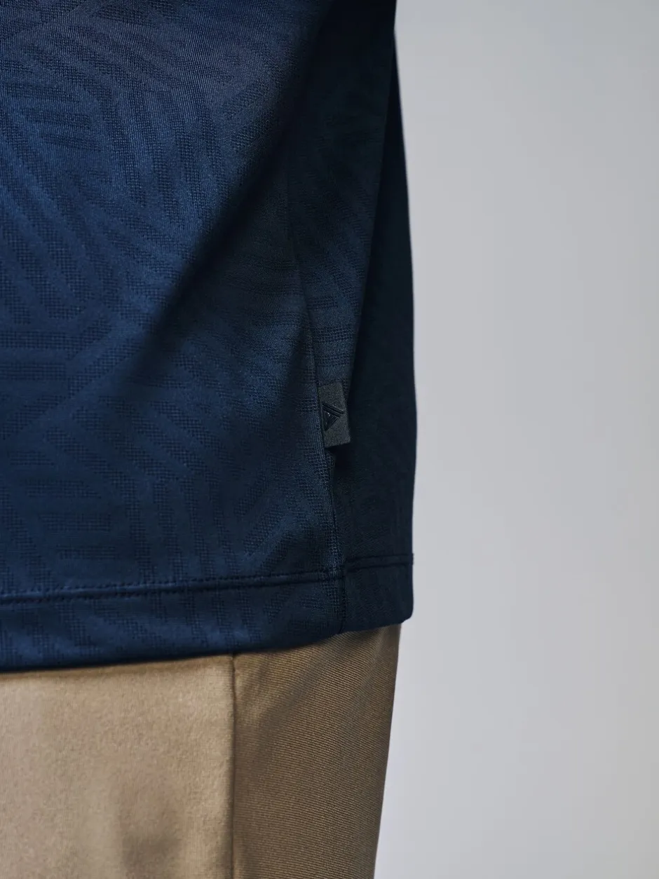 Poloshirts|Next - Sportief jacquard golfpoloshirt Donkerblauw