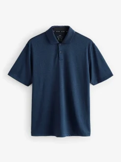Poloshirts|Next - Sportief jacquard golfpoloshirt Donkerblauw
