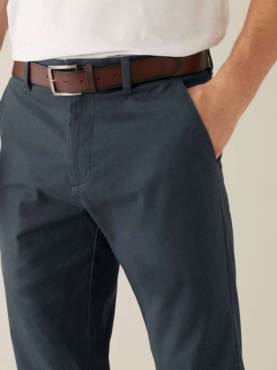 Broeken En Chino's*Next - Straight fit - Zachte chino met print en riem Donkerblauw