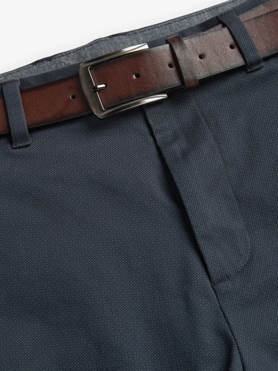 Broeken En Chino's*Next - Straight fit - Zachte chino met print en riem Donkerblauw