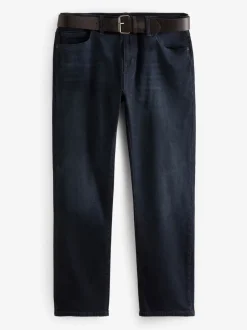 Jeans|Next - Straight fit - Authentic jeans met riem Donkerblauw