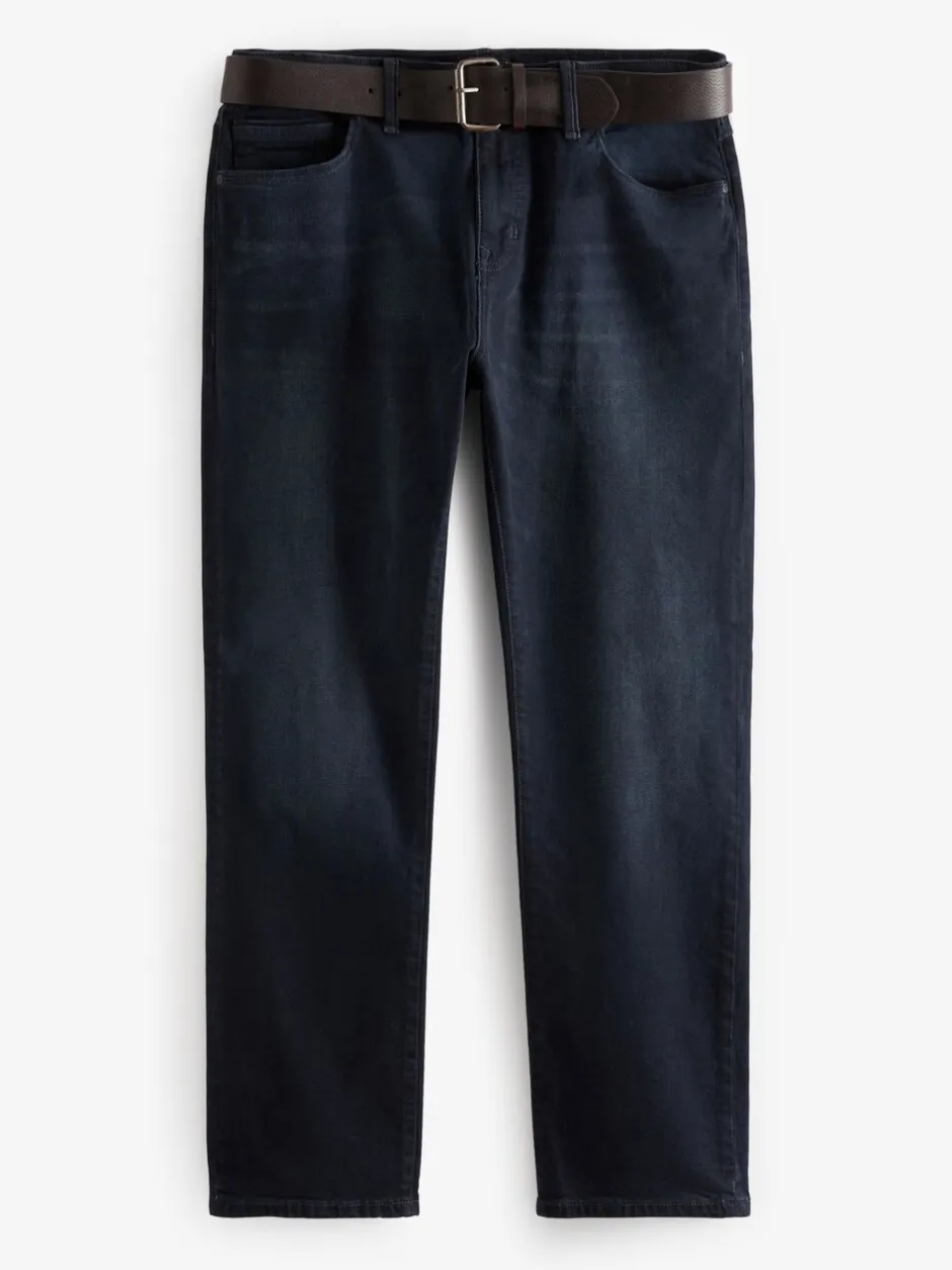 Jeans|Next - Straight fit - Authentic jeans met riem Donkerblauw