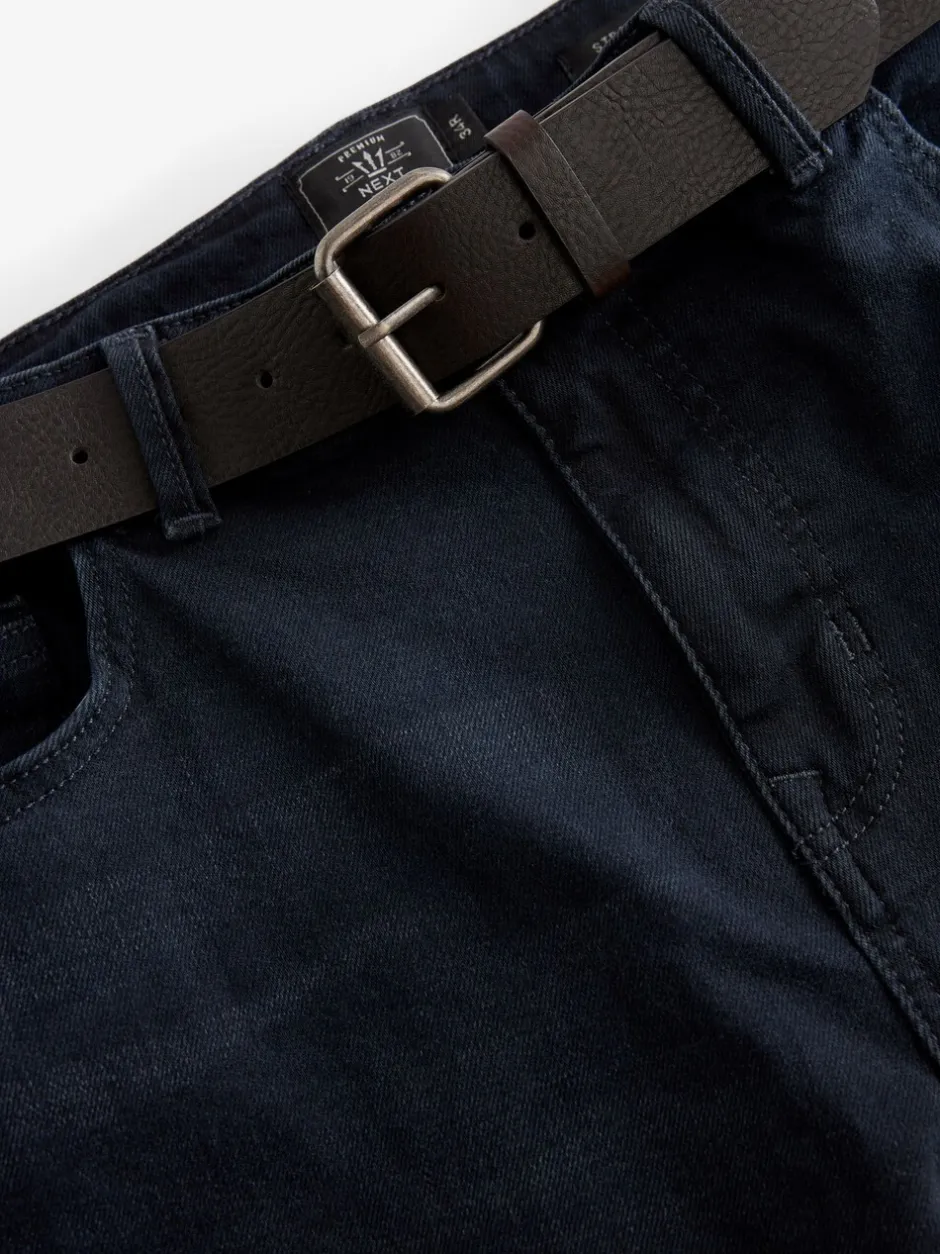 Jeans|Next - Straight fit - Authentic jeans met riem Donkerblauw