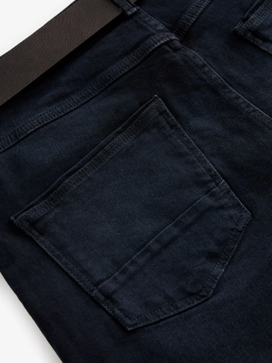 Jeans|Next - Straight fit - Authentic jeans met riem Donkerblauw