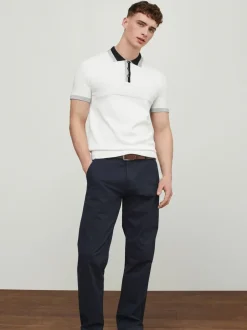Broeken En Chino's|Next - Straight fit - Zachte chino met riem Donkerblauw