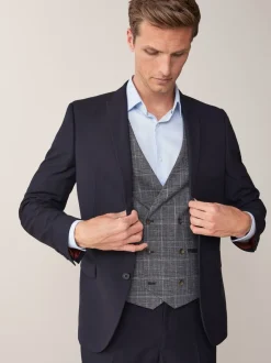 Blazers En Business-Jasjes|Pakken|Next - Strakke Pasvorm - Kostuum met twee knopen: colbert Donkerblauw