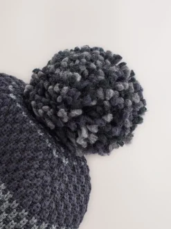 Mutsen, Sjaals En Handschoenen|Next Donkerblauw - Stripe Bobble Hat