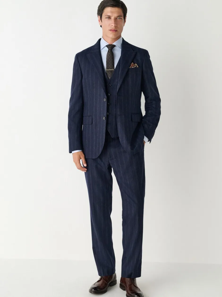 Vesten*Next Donkerblauw - Striped Wool Blend Suit Waistcoat