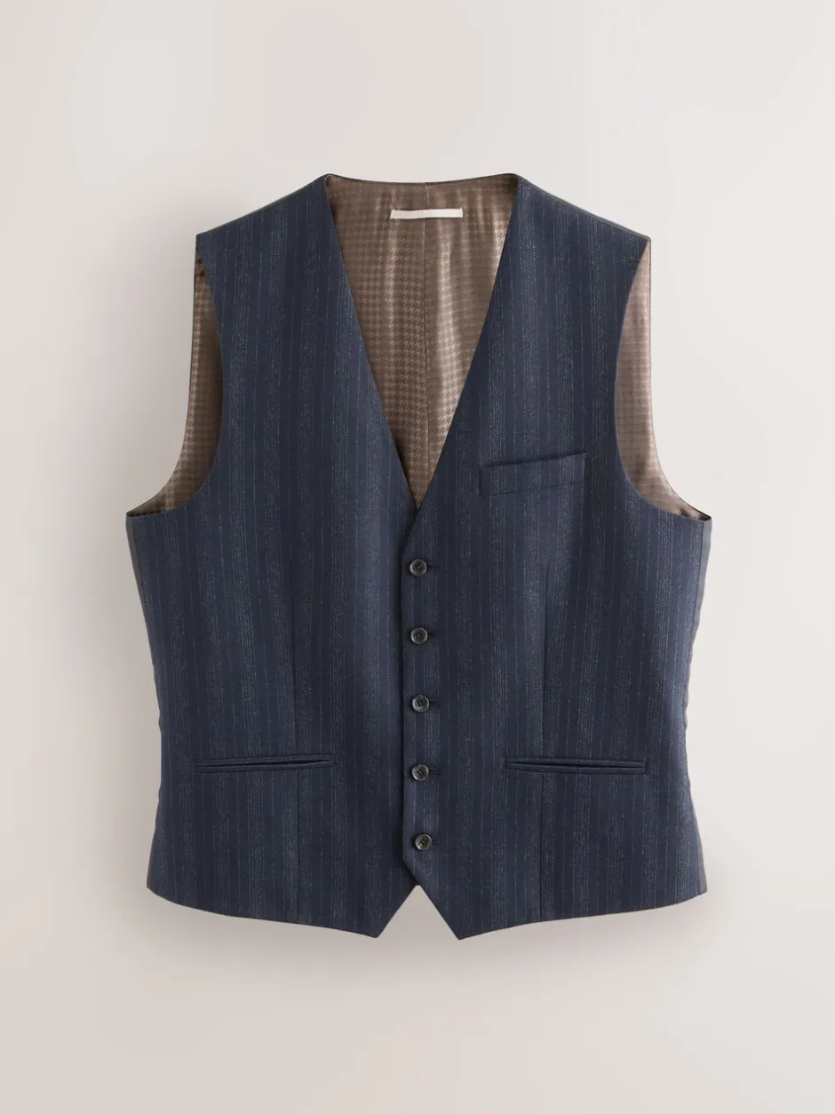 Vesten*Next Donkerblauw - Striped Wool Blend Suit Waistcoat