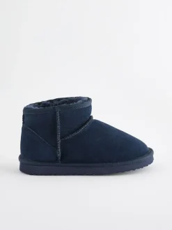 Pantoffels*Next - Suède enkellaarsjes met warme voering Donkerblauw