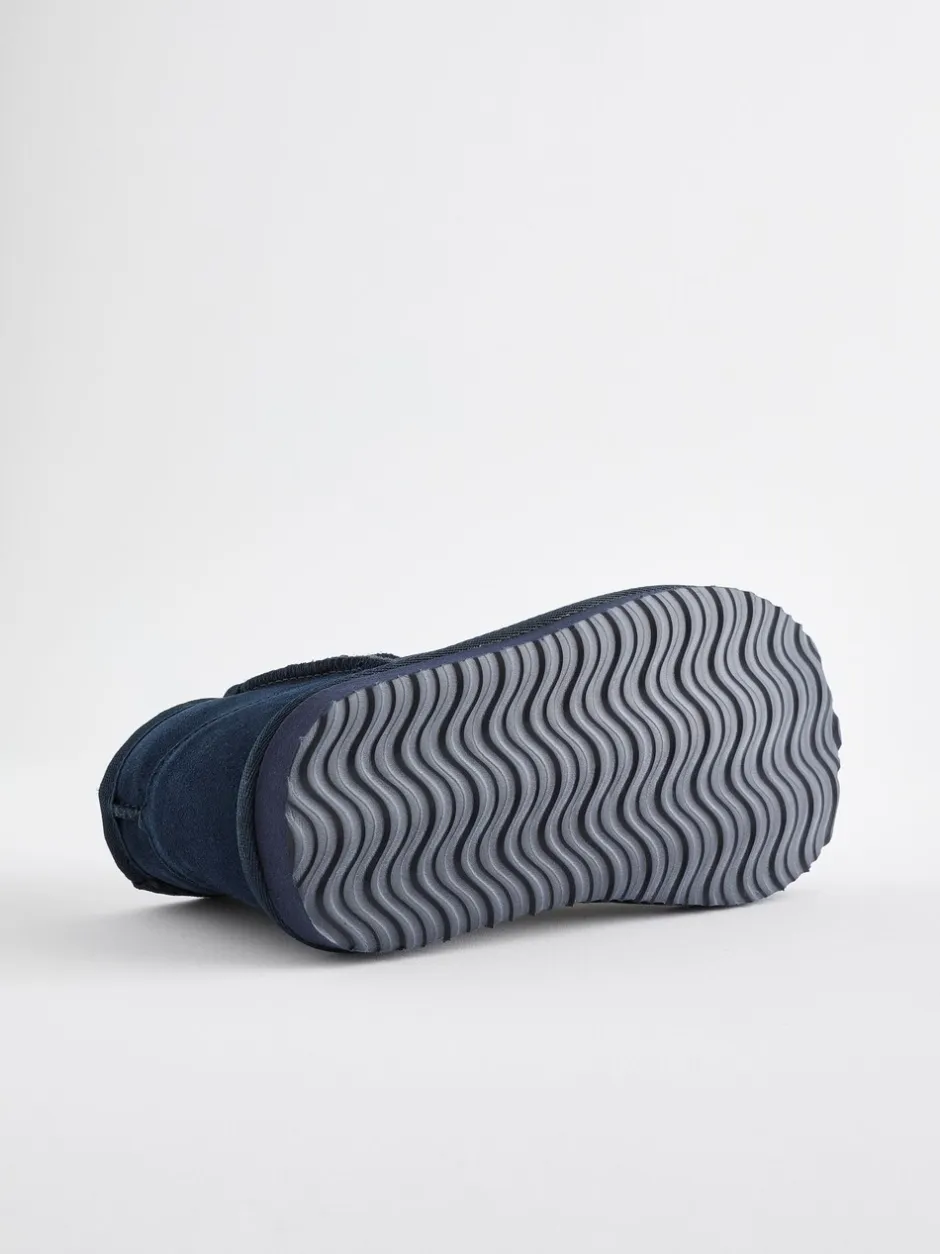 Pantoffels*Next - Suède enkellaarsjes met warme voering Donkerblauw