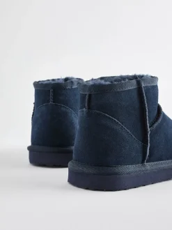 Pantoffels*Next - Suède enkellaarsjes met warme voering Donkerblauw