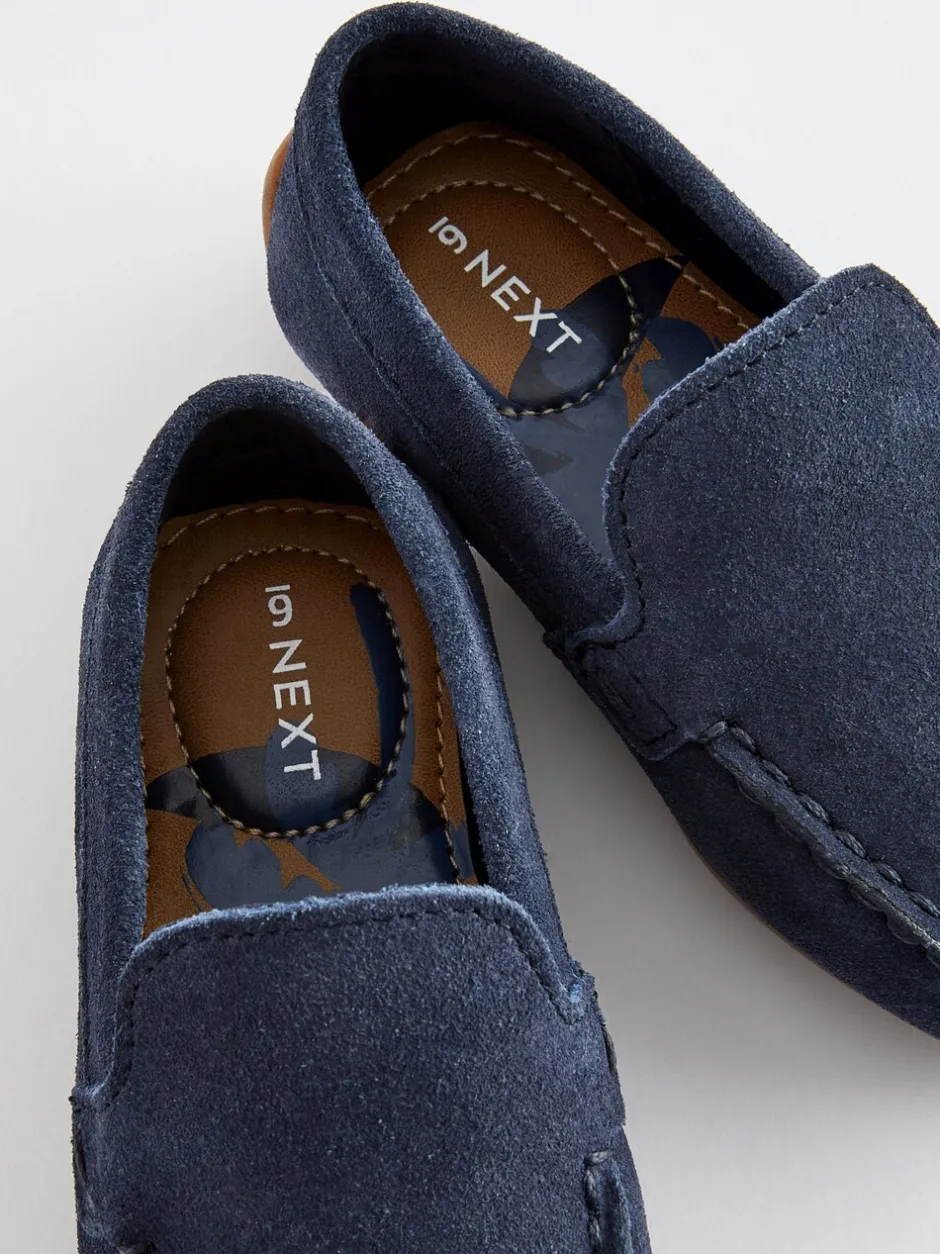 Gelegenheidskleding|Next Donkerblauw - Suede Slip-Ons Loafer Shoes