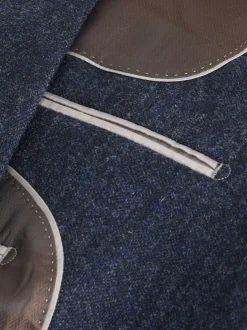Pakken|Next - Tailored Fit Signature Abraham Moon 100% British Wool Donegal Suit Jacket Donkerblauw