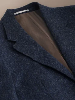 Pakken|Next - Tailored Fit Signature Abraham Moon 100% British Wool Donegal Suit Jacket Donkerblauw