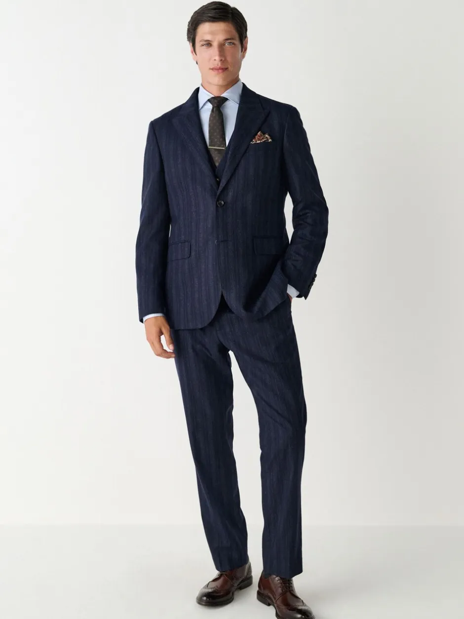 Blazers En Business-Jasjes|Pakken|Next Donkerblauw - Tailored Fit Striped Wool Blend Suit Jacket