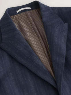 Blazers En Business-Jasjes|Pakken|Next Donkerblauw - Tailored Fit Striped Wool Blend Suit Jacket