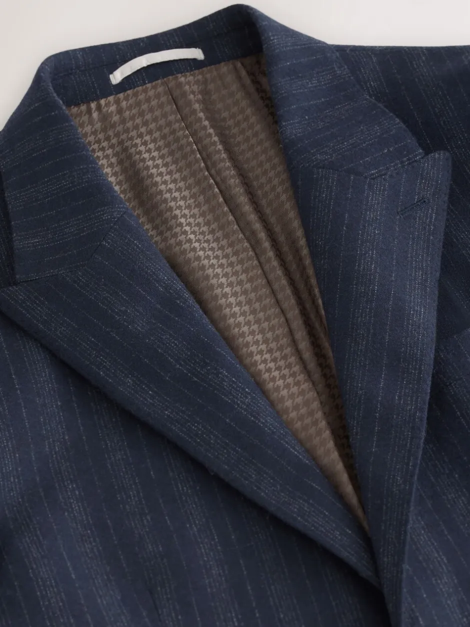 Blazers En Business-Jasjes|Pakken|Next Donkerblauw - Tailored Fit Striped Wool Blend Suit Jacket
